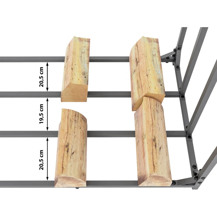 DELUKE® Kaminholzregal aussen mit Abdeckung HEOD - für Feuerholz Brennholzregal aussen Kaminholzunterstand Kaminholzständer draussen Feuerholzregal aussen, 70x165x165, Aluminium, Ohne Plane – Bild 7