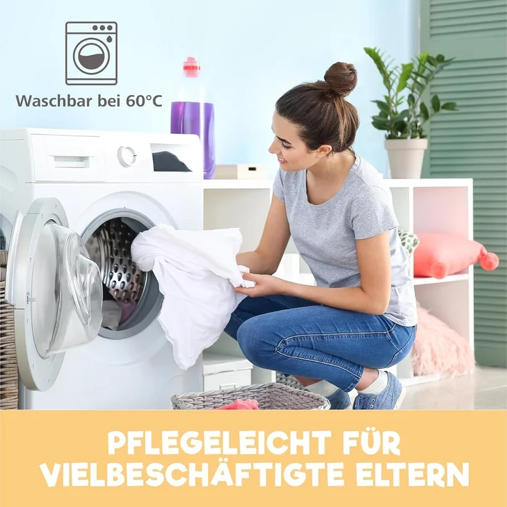 2X Spannbettlaken aus 100% Baumwolle mit Gummiband - 1X Matratzenschoner aus 100% wasserdichtem Material - 3er-Set - 55x90 cm - Savanne – Bild 7