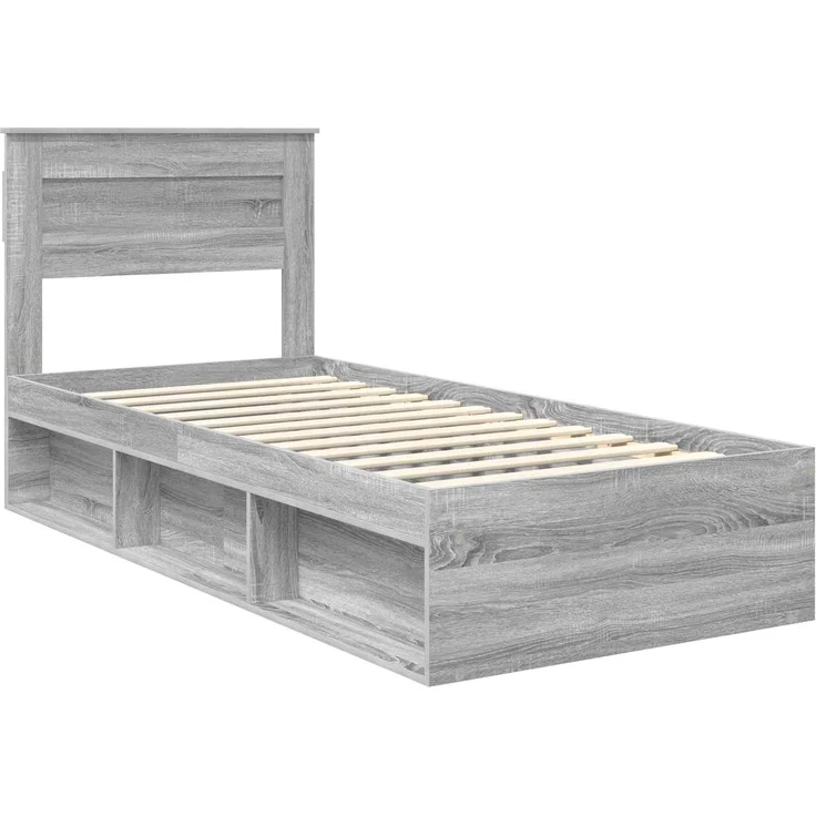 vidaXL Bettrahmen Graues Sonoma 90 x 190 cm Massives Kiefernholz 3409804 – Bild 3