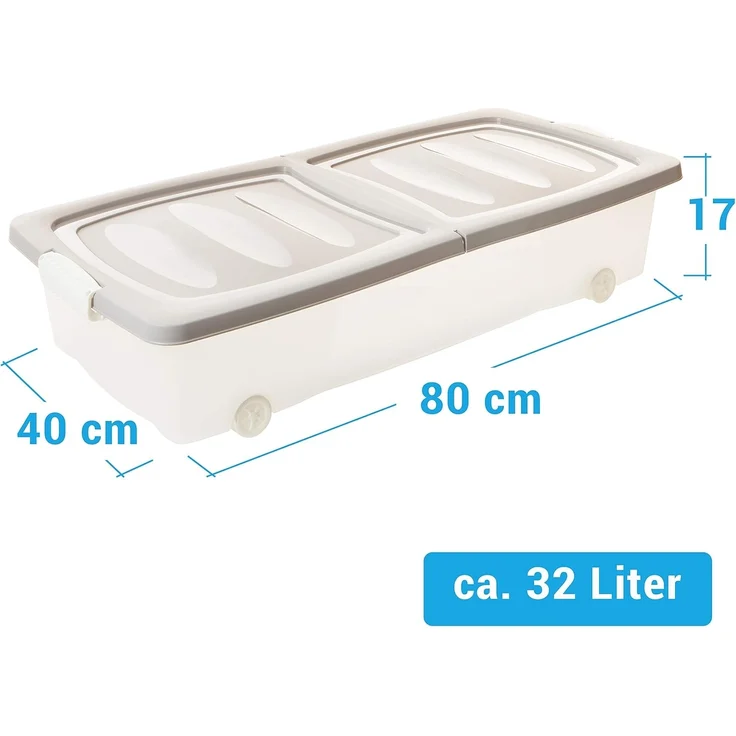 Centi Aufbewahrungsbox Unterbett Aufbewahrungsbox mit Rollen, Deckel (2er-Set) – Bild 2