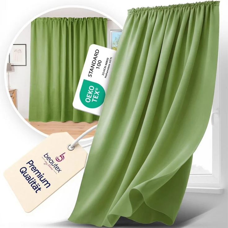 Beautex Verdunkelungsvorhang 2er Set Verdunkelungsgardine mit U-Band, Blackout Vorhang abdunkelnd (2 St), Kräuselband, verdunkelnd – Bild 2
