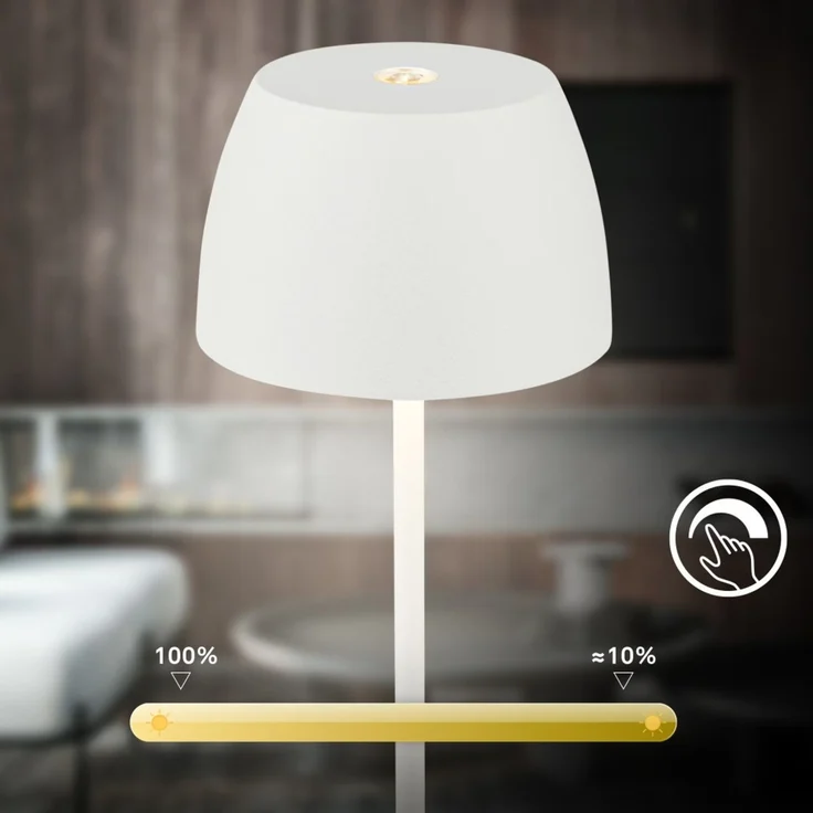 DiKa LED Akku-Tischleuchte Serina Mini Touch weiß 20 x 8 cm warmweiß – Bild 6