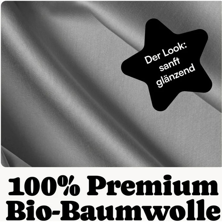 Seralino Spannbettlaken Mako Satin Spannbetttuch (100% Bio Baumwolle), 100% Bio-Baumwolle, Gummizug: rundum, Etiketten zeigen Seiten – schnelles, unkompliziertes Beziehen garantiert, Fairtrade/ GOTS zertifizierte uni Bettlaken, weich – Bild 3