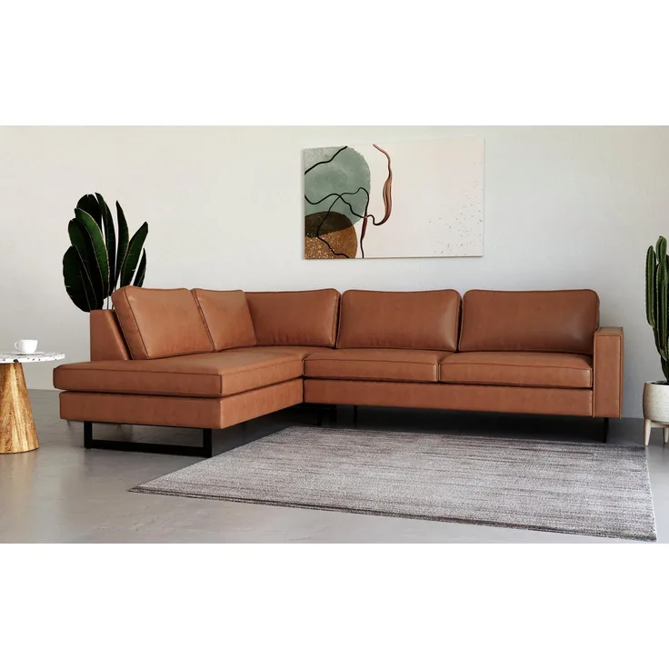 Places of Style Ecksofa Pinto, 290 cm, Ottomane links / rechts, Cord, Feincord, Luxus-Microfaser Leder und Chenille