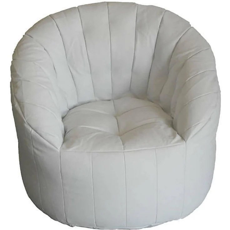 Dmora Runder gepolsterter Sessel, weiße Farbe, Maße 80 x 80 x 80 cm – Bild 3