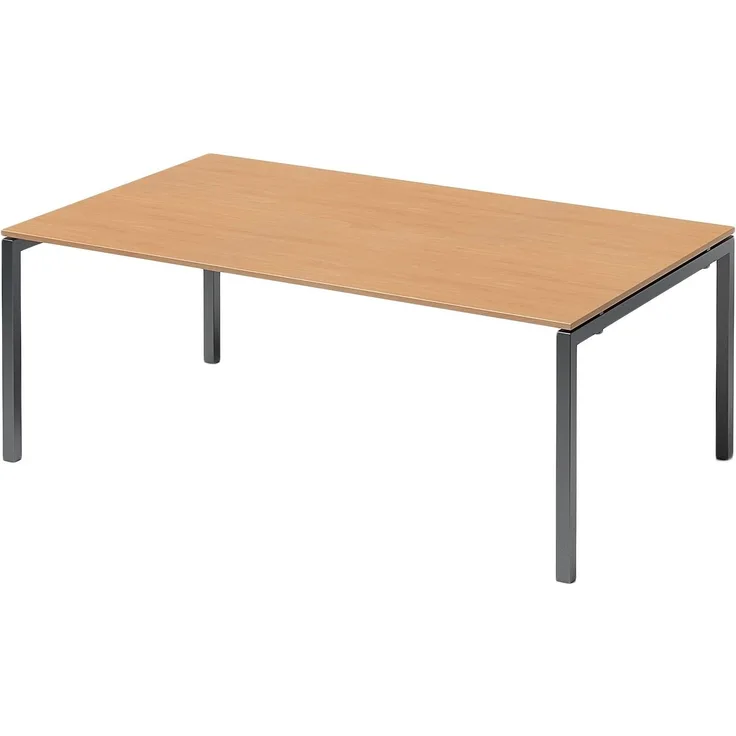 BISLEY Cito Chefarbeitsplatz/Konferenztisch, 740 mm höhenfixes U-Gestell, Metall, Bc334 Dekor Buche, Gestell Anthrazitgrau, 120 x 200 x 85 cm
