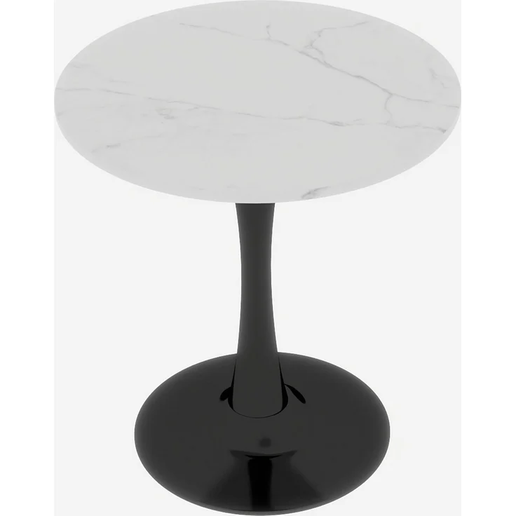 Runder Couchtisch aus Kunstmarmor, modern-minimalistisch, Ø 70 cm, Schwarz/Weiß – Bild 6