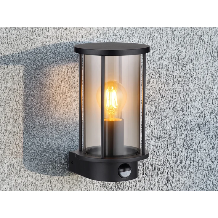 Außenwandleuchte GRACEY aus Edelstahl mit Bewegungsmelder & Rauchglas, H: 25cm – Bild 3