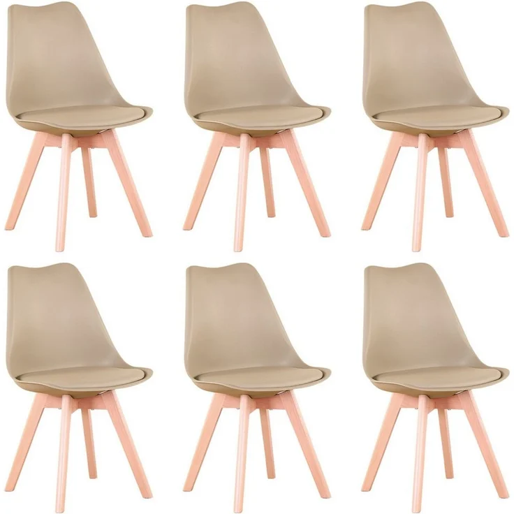 GrandCA HOME Esszimmerstuhl 4er/6er Set Esszimmerstuhl, Moderner Gepolsterter Küchenstuhl (6 St), mit Beine aus Buchenholz, kaki – Bild 5