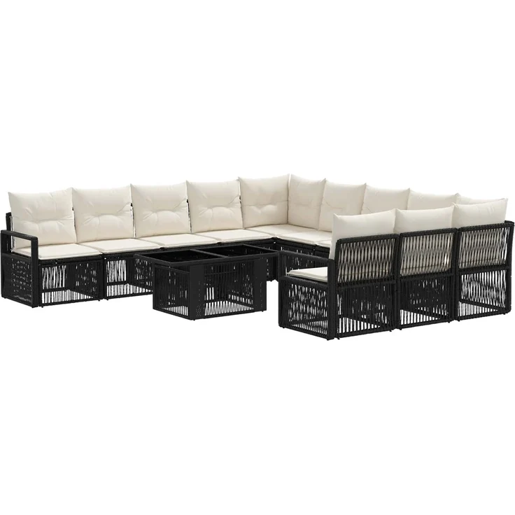 vidaXL Gartensofa-set 12 stk. Schwarz und Cremeweiß 100 x 55 x 73 cm 3437161 – Bild 2