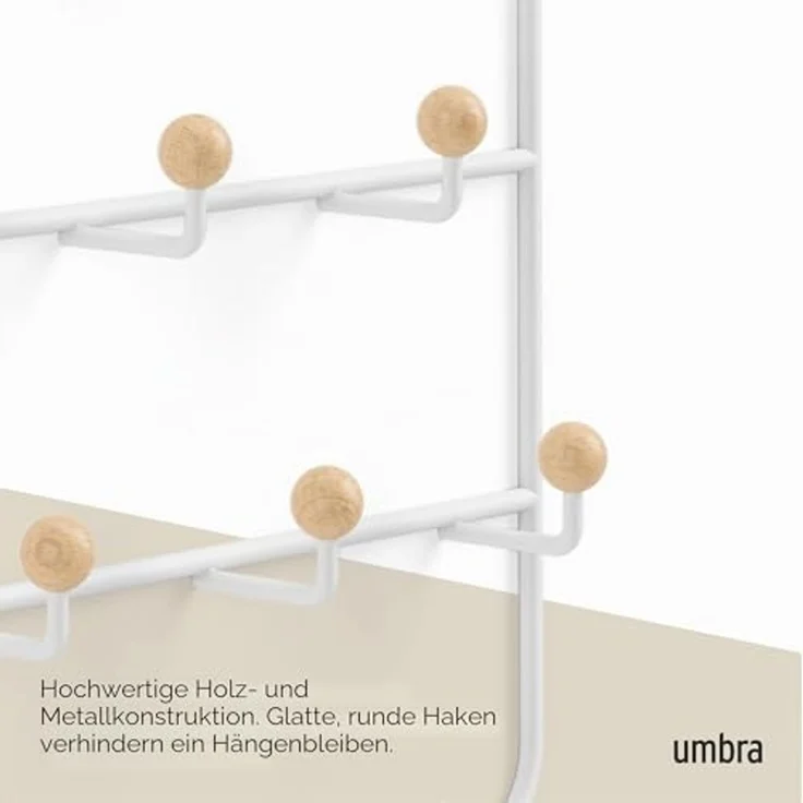 Umbra Estique Türgarderobe Multifunktional, Tür Garderobe, Türhaken, Garderobehaken, Metall, Weiß, 60 cm, 1004045-660 – Bild 7