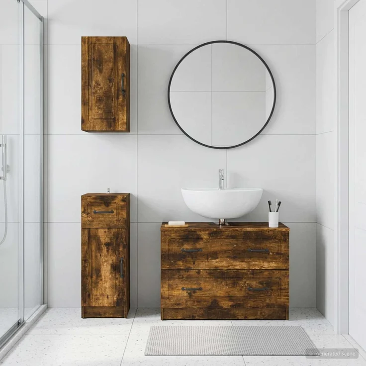 vidaXL 3-teiliges Badezimmer-Schranksystem UTRECHT Raucheiche 3417815 – Bild 1