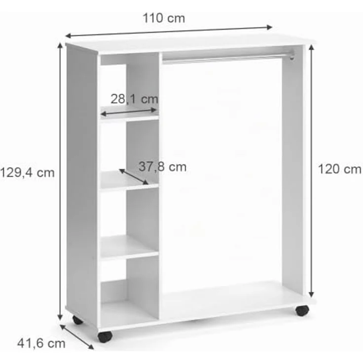 Garderobe Cosmo Weiß 110 x 129.4 cm Vicco – Bild 3