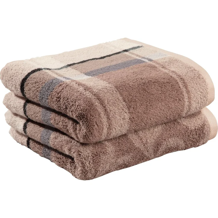Erwin Müller Duschtuch Duschtuch "Ludwigsburg" 2er-Pack, Frottier (2-St), Walk-Frottier Karo – Bild 1