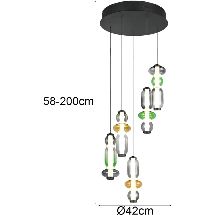 Moderne LED Pendelleuchte MINERVA 5-flammig, höhenverstellbar Ø 42cm – Bild 3