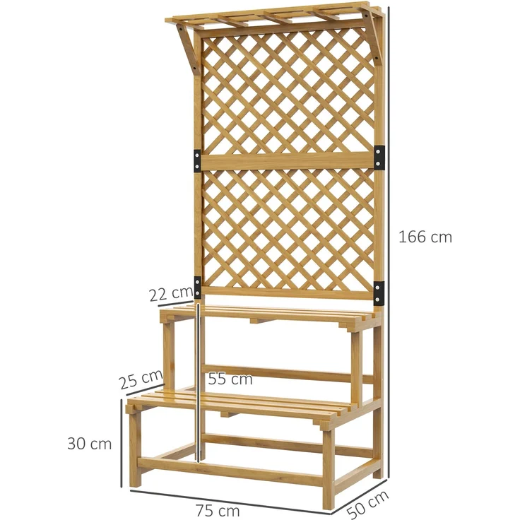 Outsunny Pflanzentreppe, Tannenholz, Gelb, 75L x 50B x 166H cm – Bild 3