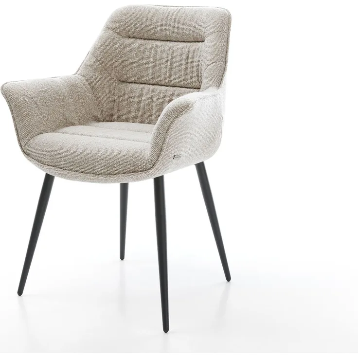 Esszimmerstuhl Kaira-Flex Webstoff Soft Beige 4-Fuß konisch Schwarz