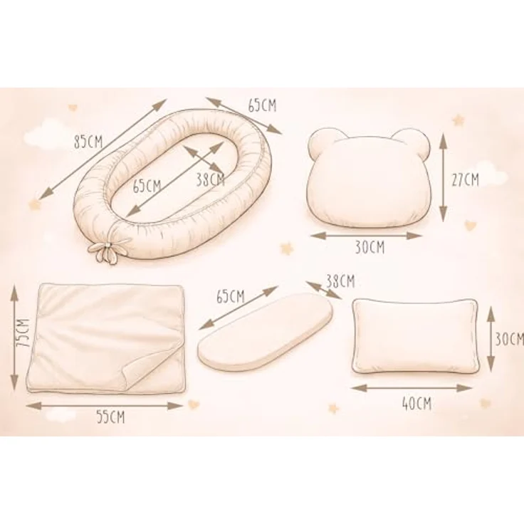 Babynestchen Neugeborene – 5-teiliges Baby Set mit Babynest aus Waffelpique Baumwolle – Nestchen Baby für Babybett & Kinderbett – Babykokon Tragbar – OEKO-TEX zertifiziert – Zubehör Babybett - Pink – Bild 3