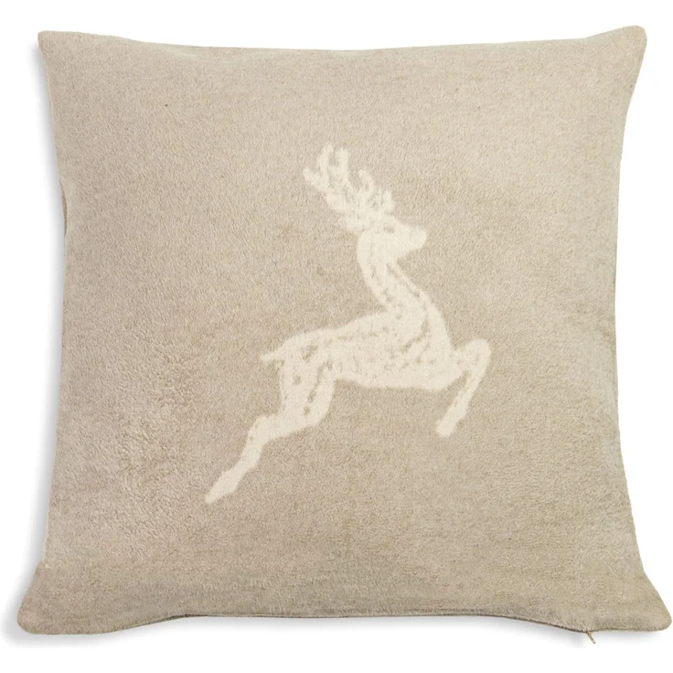 Kissenhülle mit Hirscheinwebung 50x50 cm in Fango-Creme – Bild 1