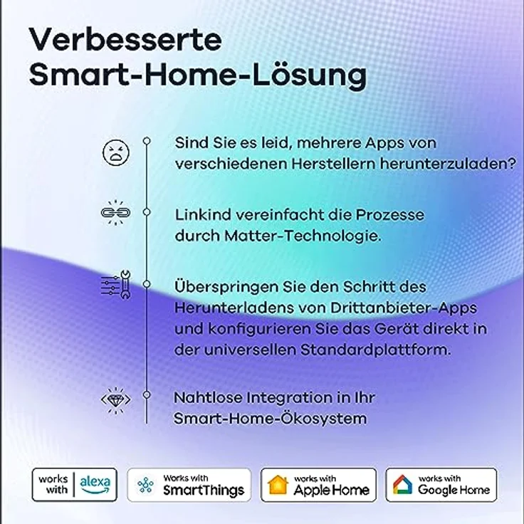 Linkind Matter Smart RGBTW Lampe, Wifi E27 Alexa Glühbirne, 1800-6500K Mehrfarbige WLAN Intelligent Birne, Musik Sync, Kompatibel mit Siri/Google Home/SmartThings, 800 Lumen, ersetzt 60 Watt, 4 Stück – Bild 2