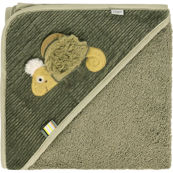 Fehn Kapuzenbadetuch 80x80 cm Chamäleon Lazy, Crazy & Pink Khaki/Olive