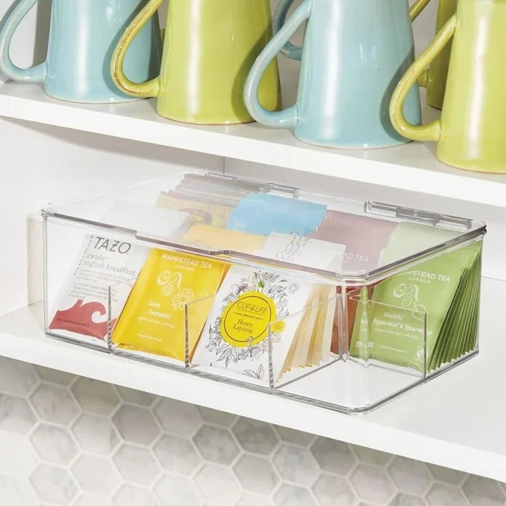 Aufbewahrungsbox Tee Kaffee Gewürze Küche Organizer 8 Fächer mDesign transparant – Bild 3