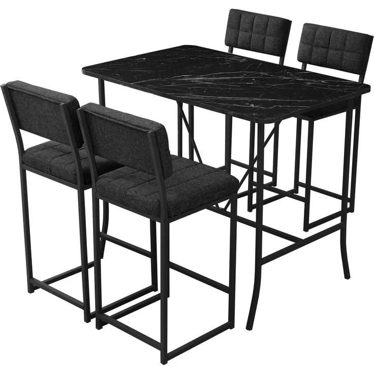 Skye Decor 'Retro - Anthracite, Black' Bartisch-Set mit Barhockern (5-teilig), Anthrazit / Schwarz, 110 x 92 x 70 cm – Bild 3