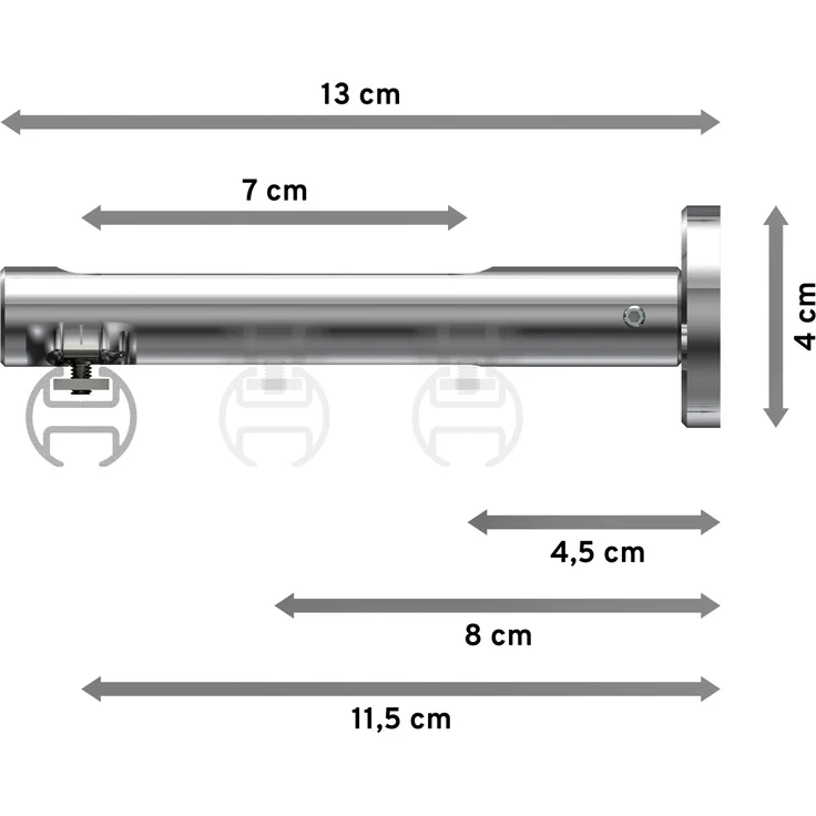 Innenlauf-Gardinenstangen-Set Siteno Luino 360 cm (geteilt in 2 x 180 cm), 1-läufig, 20 mm Ø Chrom – Bild 2