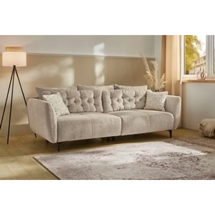 Jockenhöfer Gruppe Big-Sofa Spa, im Retrolook mit Wellenfederung, und frei im Raum stellbar, inkl. 7 Kissen – Bild 6