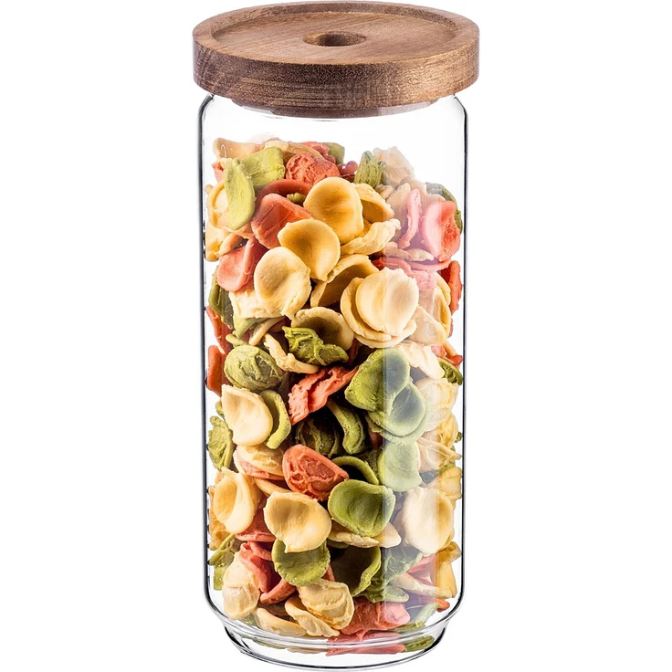 KADAX Vorratsglas 950ml mit Holzdeckel, Glasbehälter zur Aufbewahrung von Lebensmitteln, Vorratsgläser mit Deckel, Vorratsbehälter aus Glas, Vorratsdosen – Bild 1