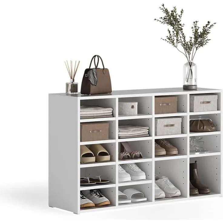 Schuhschrank Lysander Weiß 104.2 x 65.5 cm mit 18 offenen Fächern Vicco – Bild 5