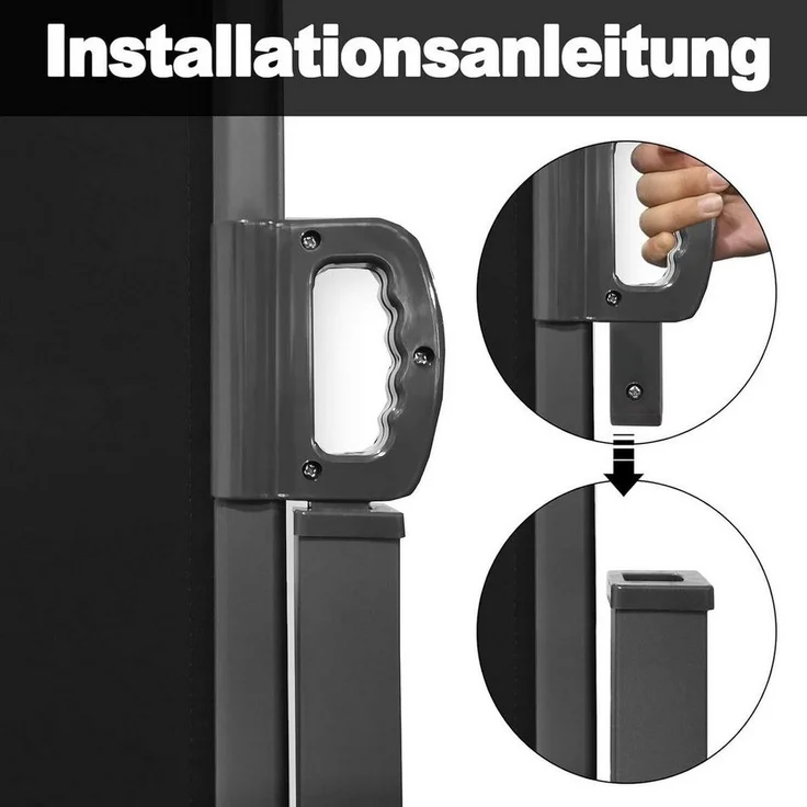 FIVMEN Markise Doppel Seitenmarkise Ausziehbar Sonnenschutz aus Polyester Sichtschutz Markise für Balkon Terrasse Garten Camping – Bild 3