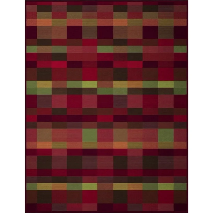 Wohndecke Color Squares red, rot-bunt karierte Decke in 150x200, Baumwoll-Mix, Biederlack, Made in Germany – Bild 1