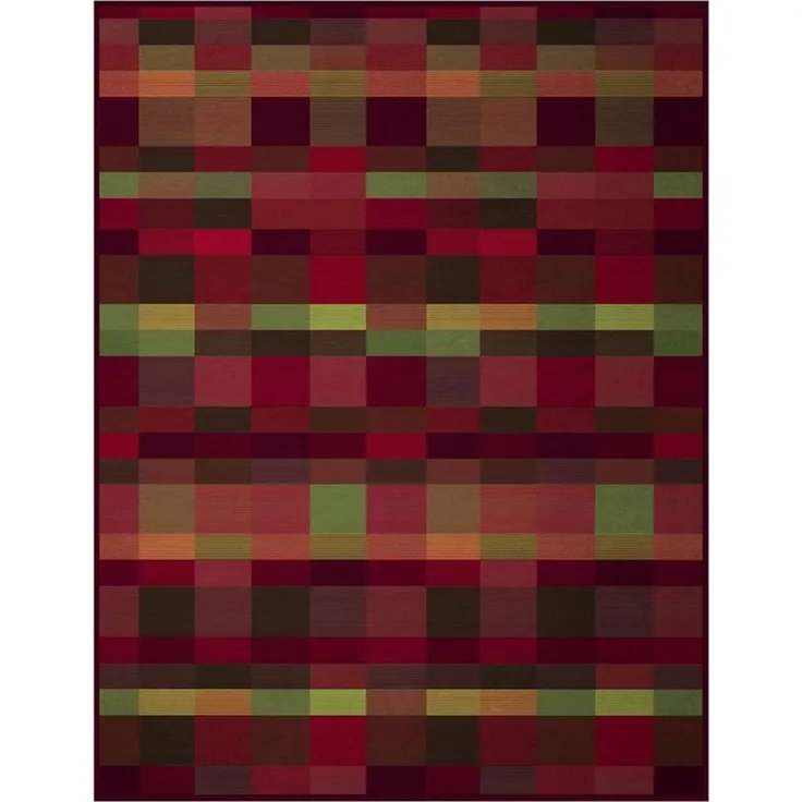 Wohndecke Color Squares red, rot-bunt karierte Decke in 150x200, Baumwoll-Mix, Biederlack, Made in Germany