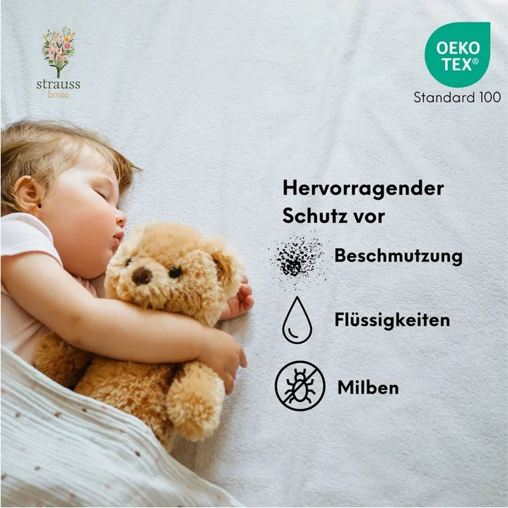 Strauss Home Spannbettlaken Premium 160 g/m² Gekämmte Baumwolle Jersey in Hotelqualität, Gummizug: Rundumgummi, OEKO-TEX®-zertifiziert - Hotelqualität – Formstabil & Langlebig – Bild 4