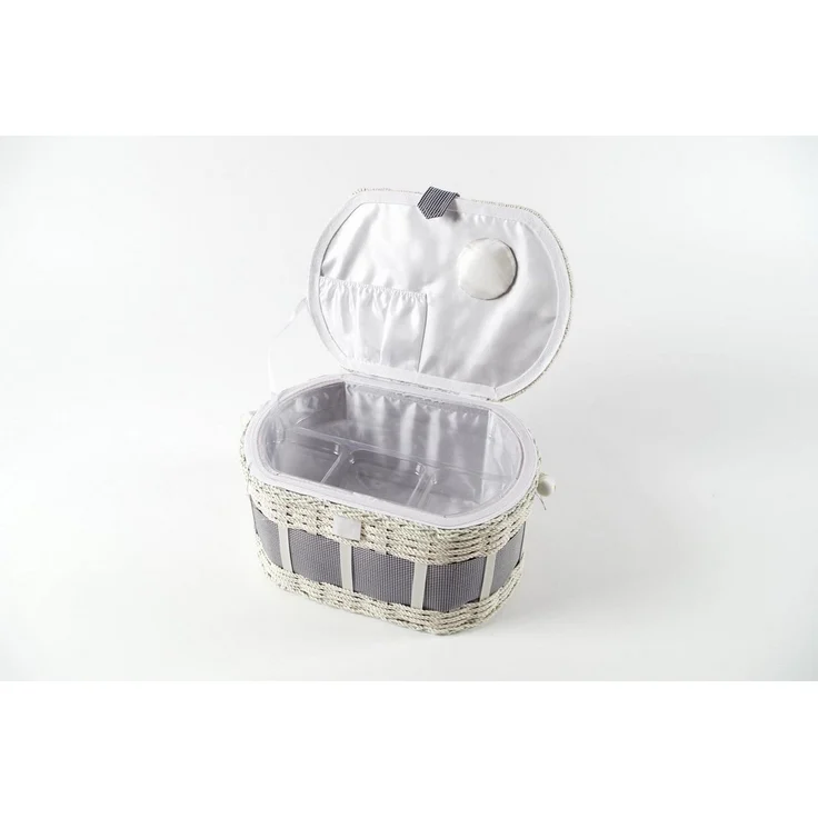 Kobolo Nähkorb Nähkästchen oval blau-weiß – Bild 2