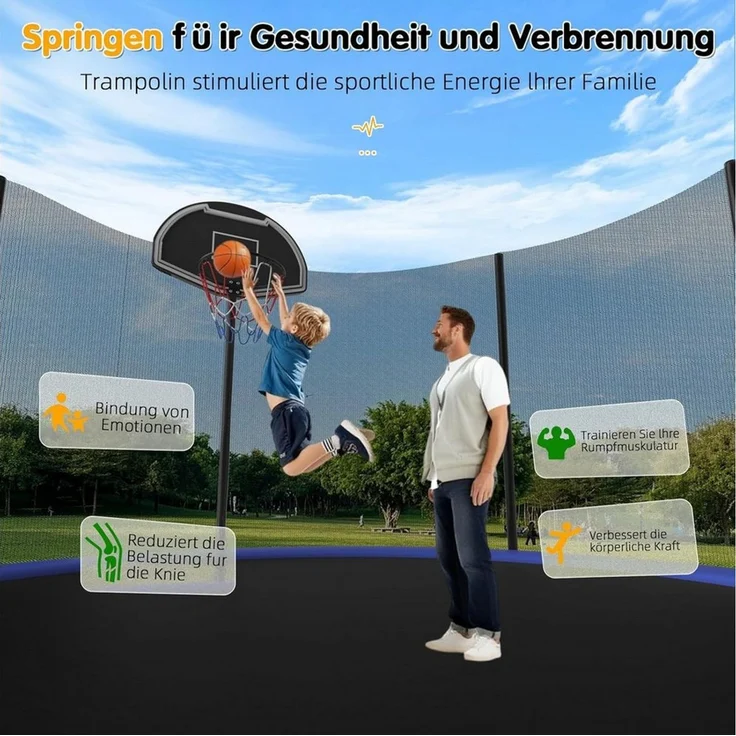 MC Star Gartentrampolin Trampolin Outdoor, Mit verstärkten Beintraversen, Stabil, Ø 305 cm, Robust und Belastbar, Einteilige Konstruktion für Kinder/Erwachsene – Bild 4