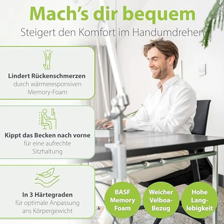 feela Sitzkissen Orthopädisches Keilkissen – fördert aufrechtes & gesundes Sitzen, Ideal fürs Büro & Homeoffice – entlastet Rücken & verbessert Haltung – Bild 3