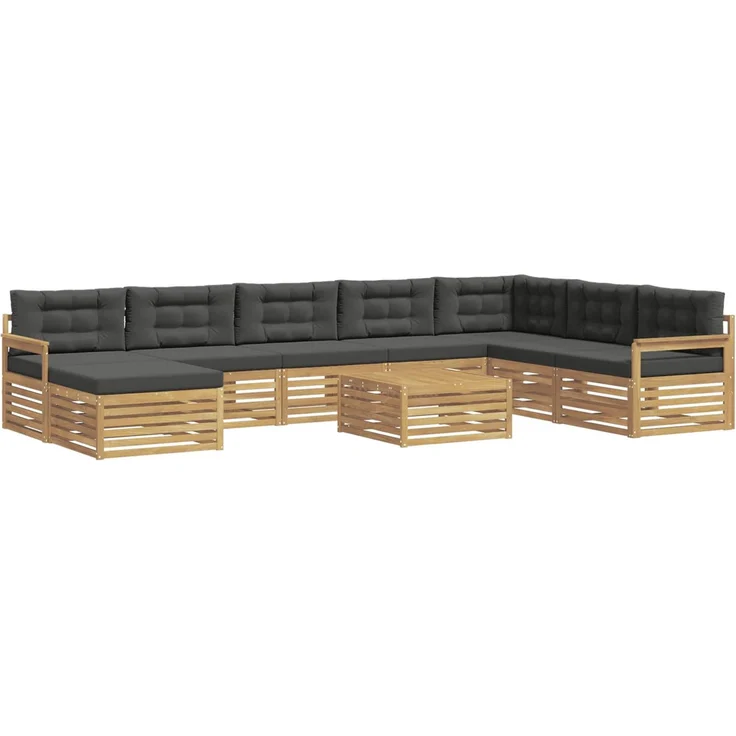 vidaXL Outdoor-Sofagarnitur 9 pcs Weiß und Anthrazit Massivholz Akazie 3390992 – Bild 2