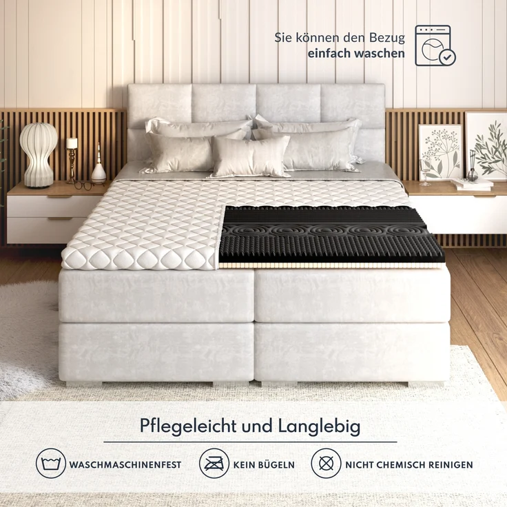 Topper 100x200 cm Matratzenauflage mit HR-Schaum Latex 7 cm Schoner H3 – Bild 7