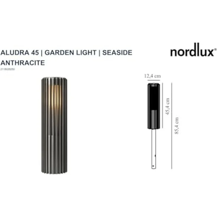 Nordlux Sockelleuchte Aludra 45 Seaside anthrazit Alu IP44 E27 – Bild 3