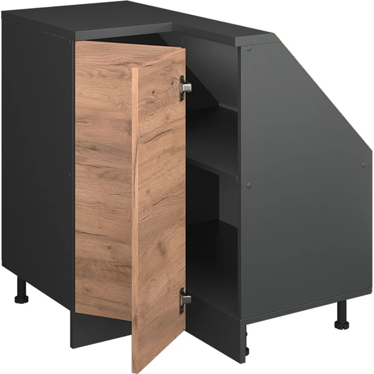 Eck-Küchenschrank für Dachschrägen R-Line Goldkraft Eiche 75.6 cm mit 1 Tür Vicco – Bild 4