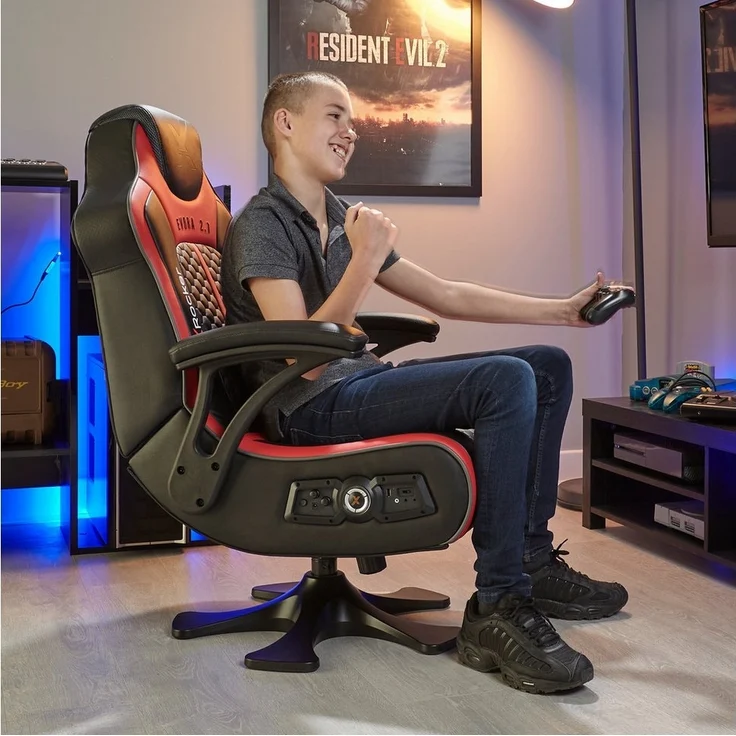 X Rocker Evora 2.1 Gaming-Sessel mit Wireless Audiosystem und Vibrationsmotor - schwarz/rot – Bild 2