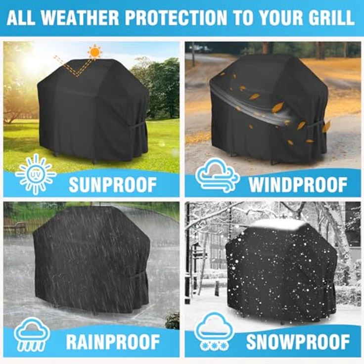 Velway Grillabdeckung 132 x 68 x 109 cm Wetterfest für Gasgrill - Grill Abdeckhaube Regendicht BBQ Abdeckung Cover Schutzhülle Haube Staubdicht Grill Abdeckplane Grillschutz - Schwarz – Bild 8