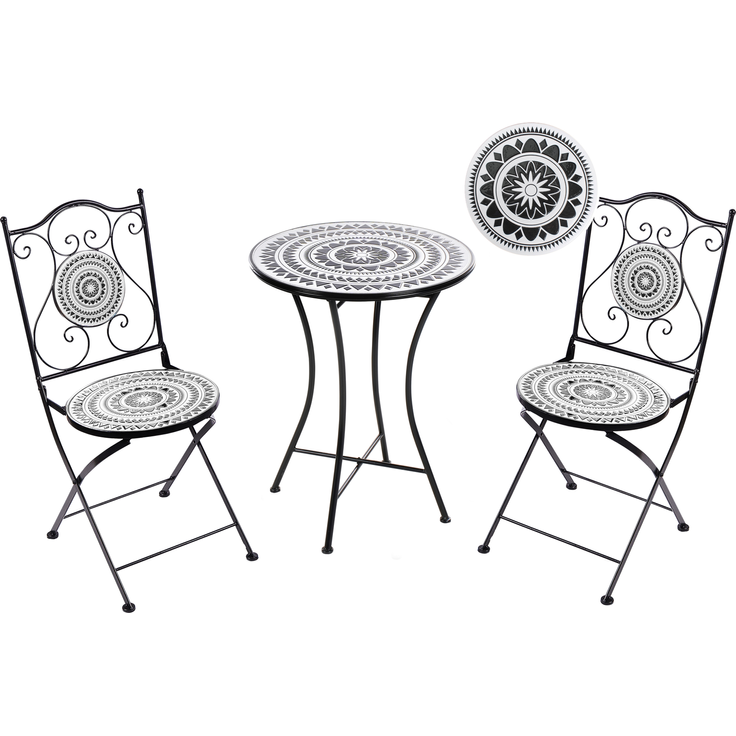 Beliani 'CHAPECO' Bistro Set, klappbar, Metall, Schwarz