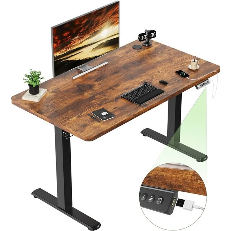 Furnicopia Schreibtisch Höhenverstellbarer mit USB-Ladefunktion und Wecker-Erinnerung (2 Höheneinstellungen 5 Farben und 6 Größen fur eine Vielzahl von Arbeits- und Lernumgebungen) – Bild 3