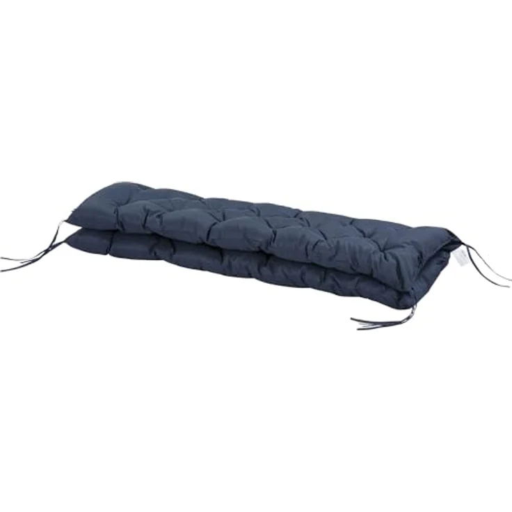 Outsunny Bankauflage 3 Sitzer, 150 x 98 x 8 cm, mit Bändern, Outdoor/Indoor, (Set, 1 St, 1 Sitzkissen), für Gartenmöbel, Fensterbank Sitzbank, Hollywoodschaukel, Blau – Bild 10