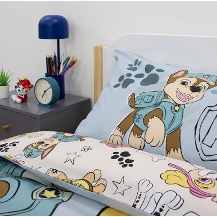 PAW PATROL offiziell Lizenziertes Skizzen-Design Einzelbettwäsche-Set | Wendbares 2-seitiges Hundebettzeug einschließlich passendem Kissenbezug | Perfekt für das Kinderzimmer | Polybaumwolle – Bild 11