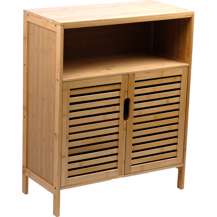 AD. CON Badezimmerschrank Bambus Badregal Badschrank mit 3 Ablagen 81x65x31cm – Bild 2