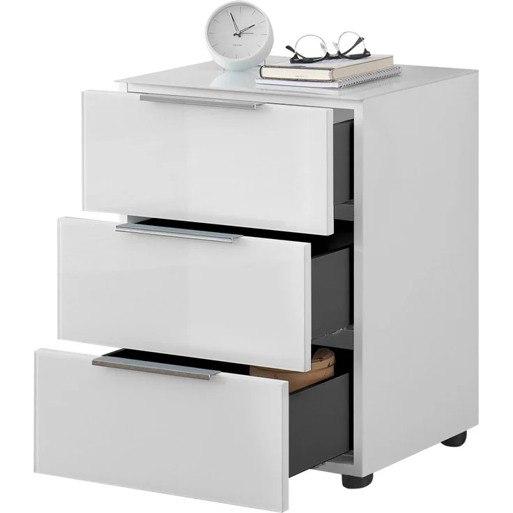 Nachtkommode >Sean< in weiß, - 45x61x40 cm (BxHxT) – Bild 5